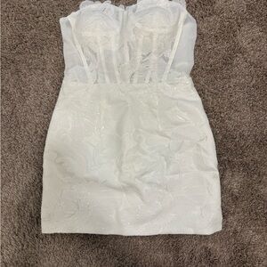 White Lace Bustier Mini Dress